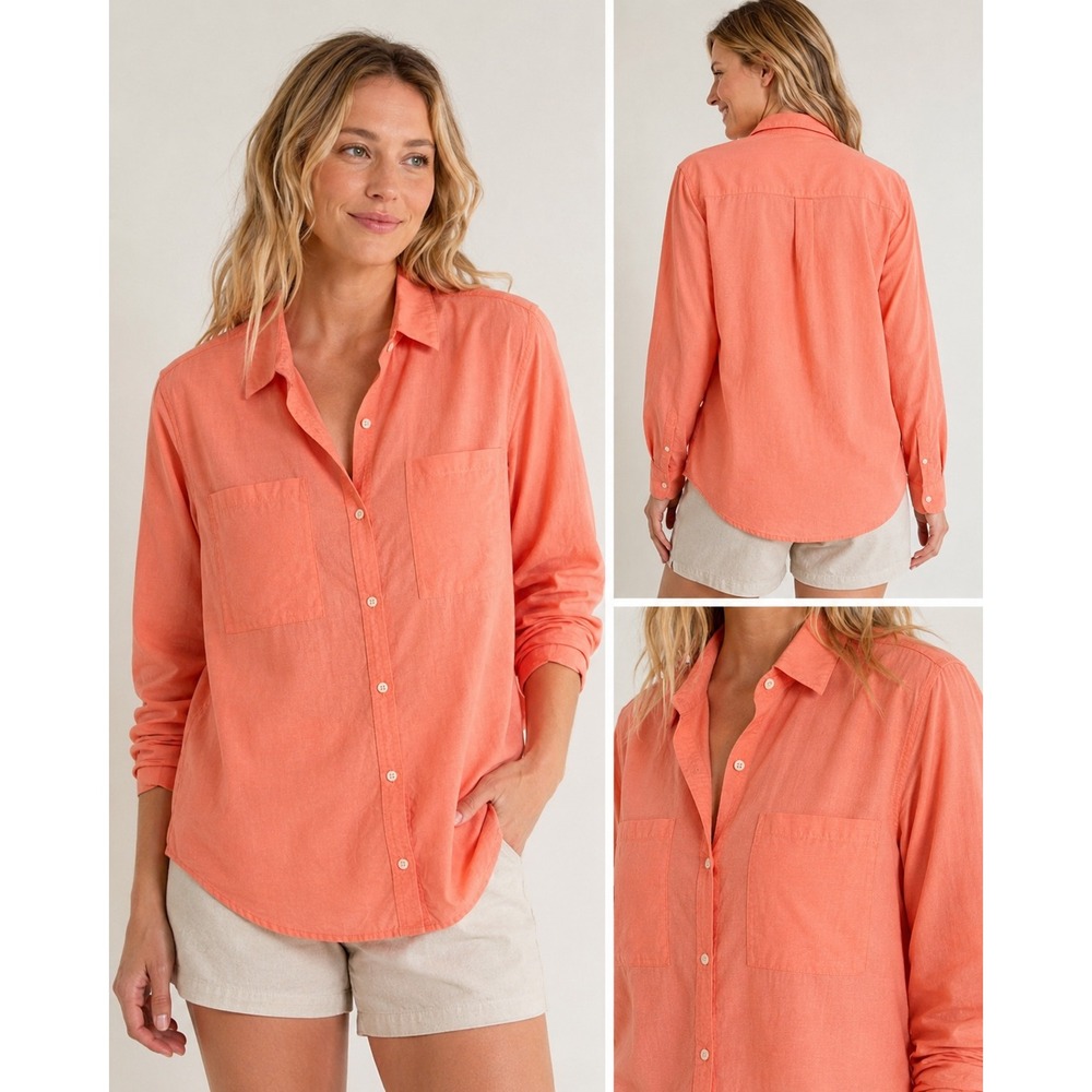 Patagonia Womens Organic Cotton Hemp Shirt Mellow Melon Orange XL 54296 SP20